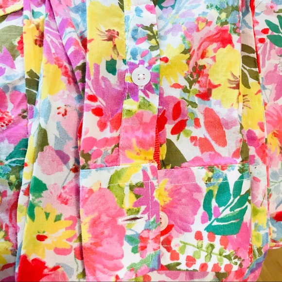 Joules Button Down Floral Top. 100% Cotton EUC - Picture 11 of 13